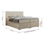 Łóżko kontynentalne LOPE 200x200 - H4 - beżowy, welwet