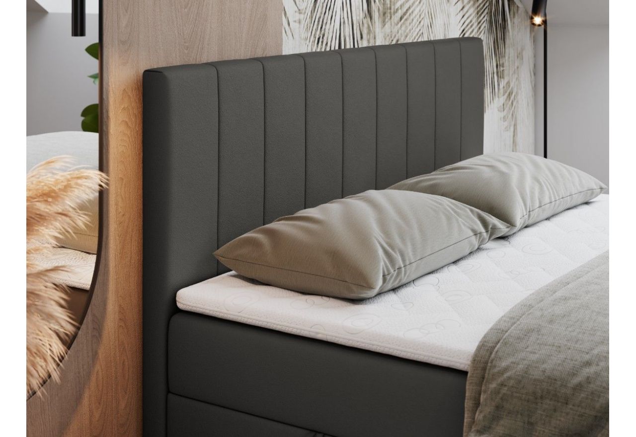 Łóżko kontynentalne LOPE 140x200 - H3 - ciemnoszary, ekoskóra