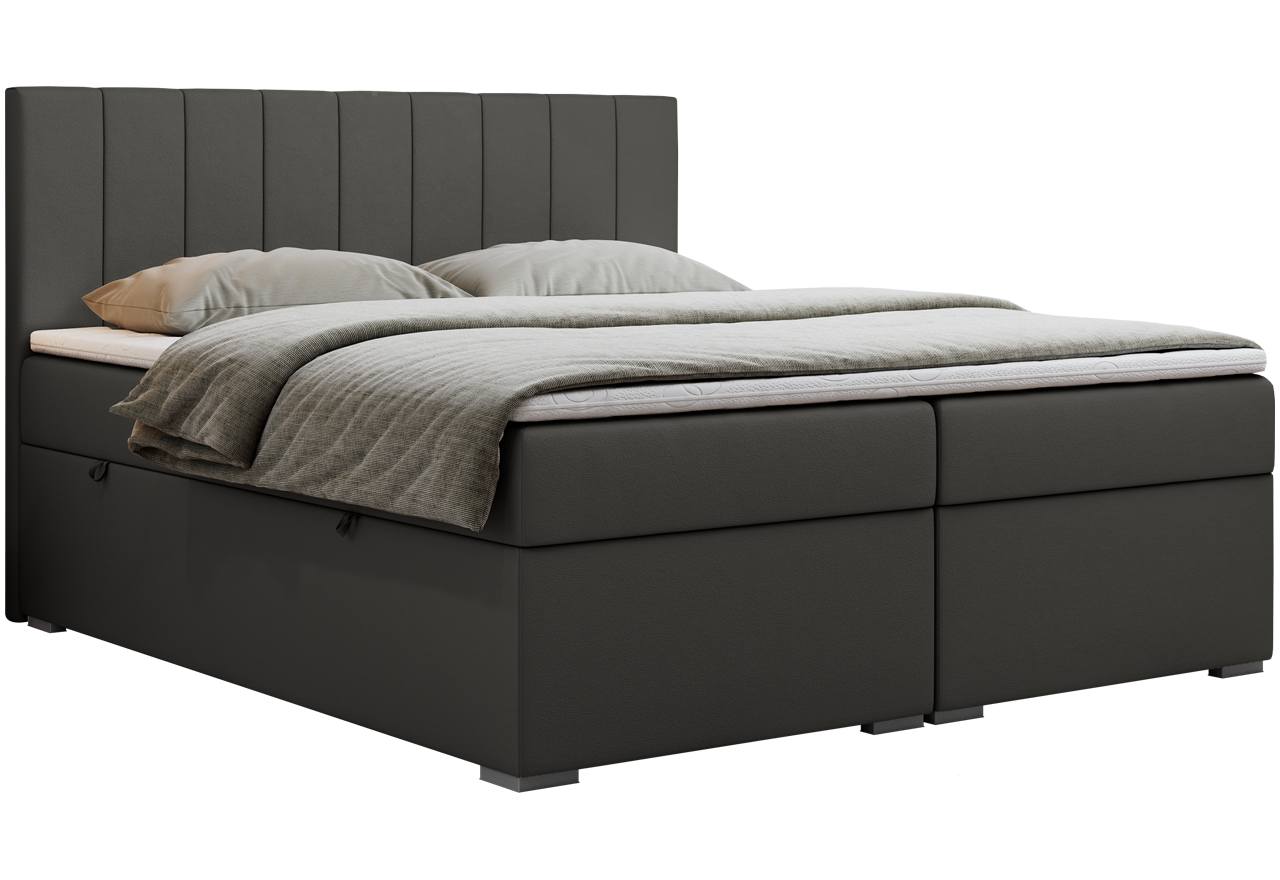 Łóżko kontynentalne LOPE 180x200 - H3 - ciemnoszary, ekoskóra