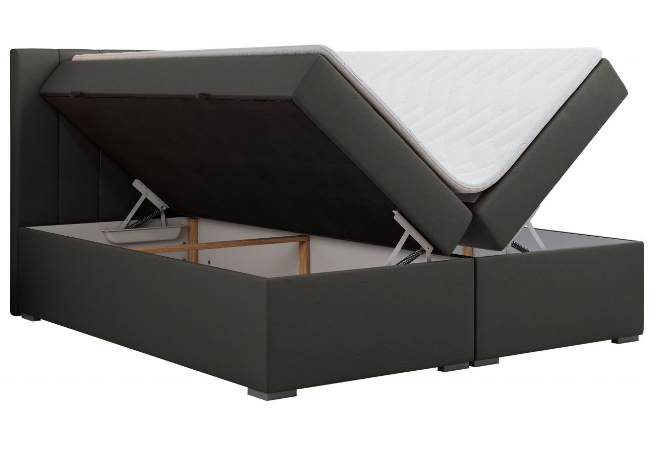 Łóżko kontynentalne LOPE 160x200 - H4 - ciemnoszary, ekoskóra