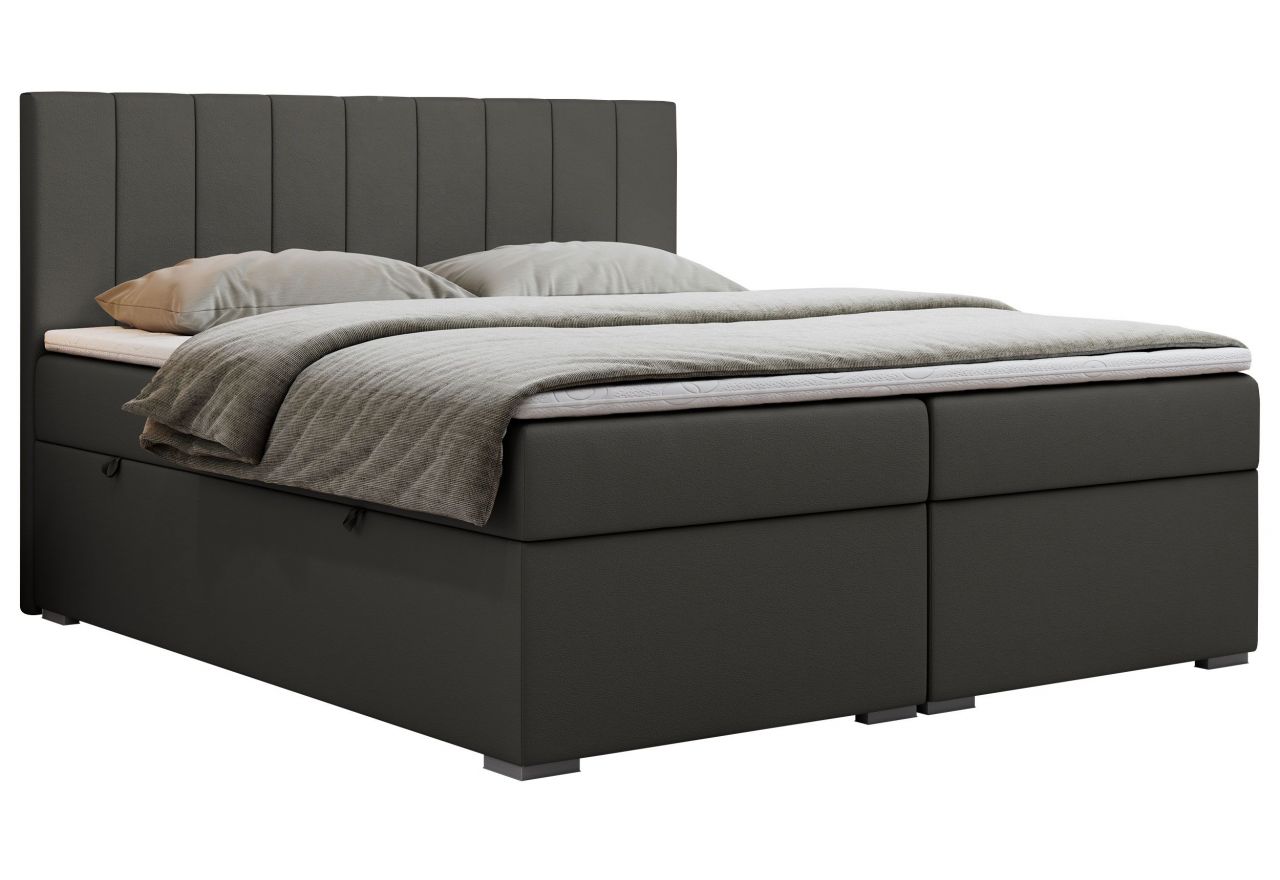 Łóżko kontynentalne LOPE 180x200 - H4 - ciemnoszary, ekoskóra