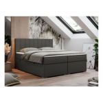 Łóżko kontynentalne LOPE 200x200 - H4 - ciemnoszary, ekoskóra