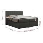 Łóżko kontynentalne LOPE 200x200 - H4 - ciemnoszary, ekoskóra