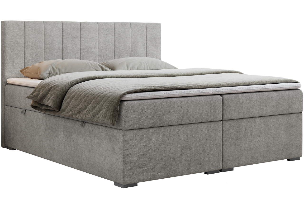 Łóżko kontynentalne LOPE 160x200 - H3 - jasnoszary, struktura