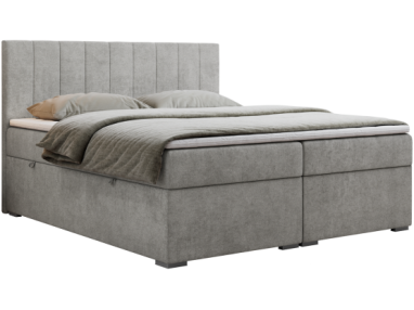 Łóżko kontynentalne LOPE 200x200 - H3 - jasnoszary, struktura