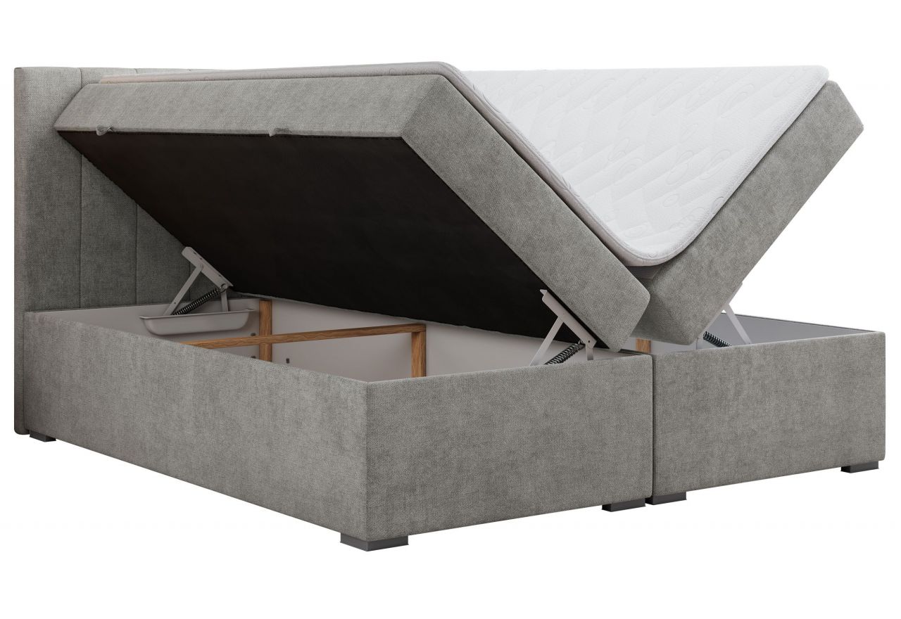 Łóżko kontynentalne LOPE 160x200 - H4 - jasnoszary, struktura