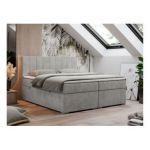 Łóżko kontynentalne LOPE 180x200 - H4 - jasnoszary, struktura