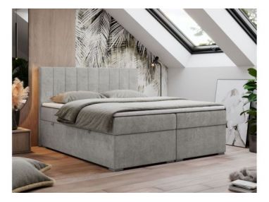 Łóżko kontynentalne LOPE 200x200 - H4 - jasnoszary, struktura