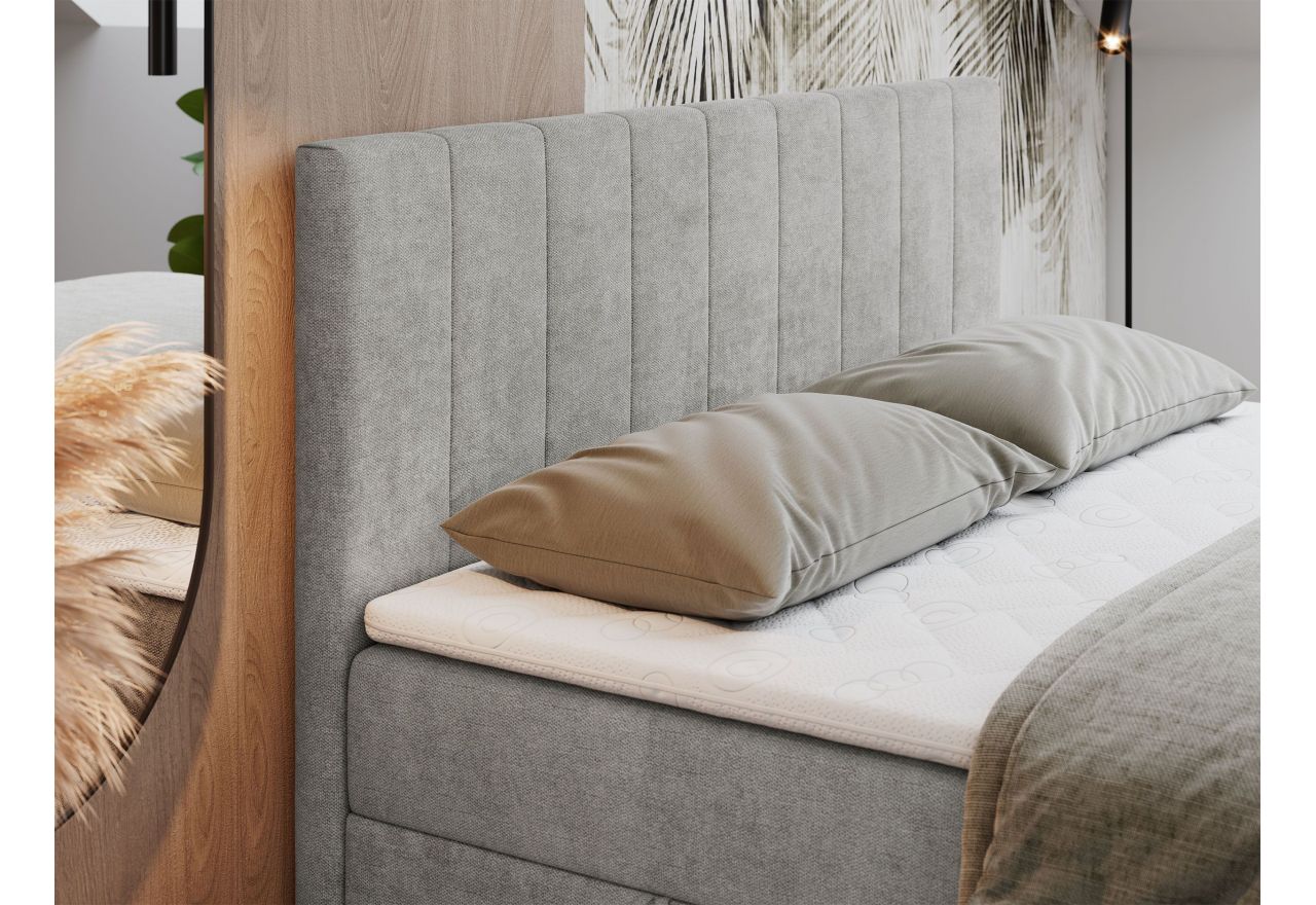 Łóżko kontynentalne LOPE 200x200 - H4 - jasnoszary, struktura