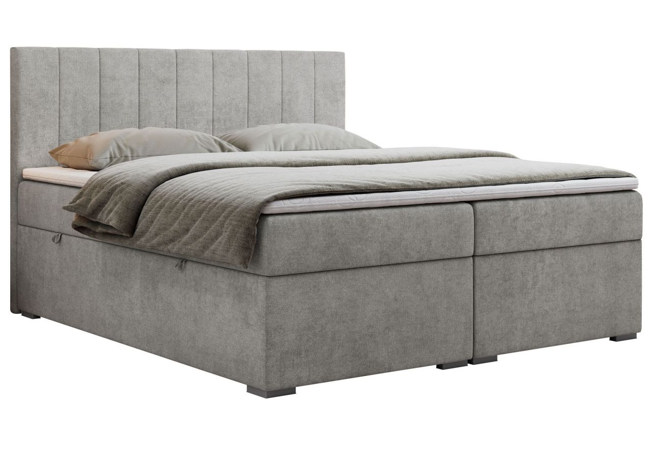 Łóżko kontynentalne LOPE 200x200 - H4 - jasnoszary, struktura