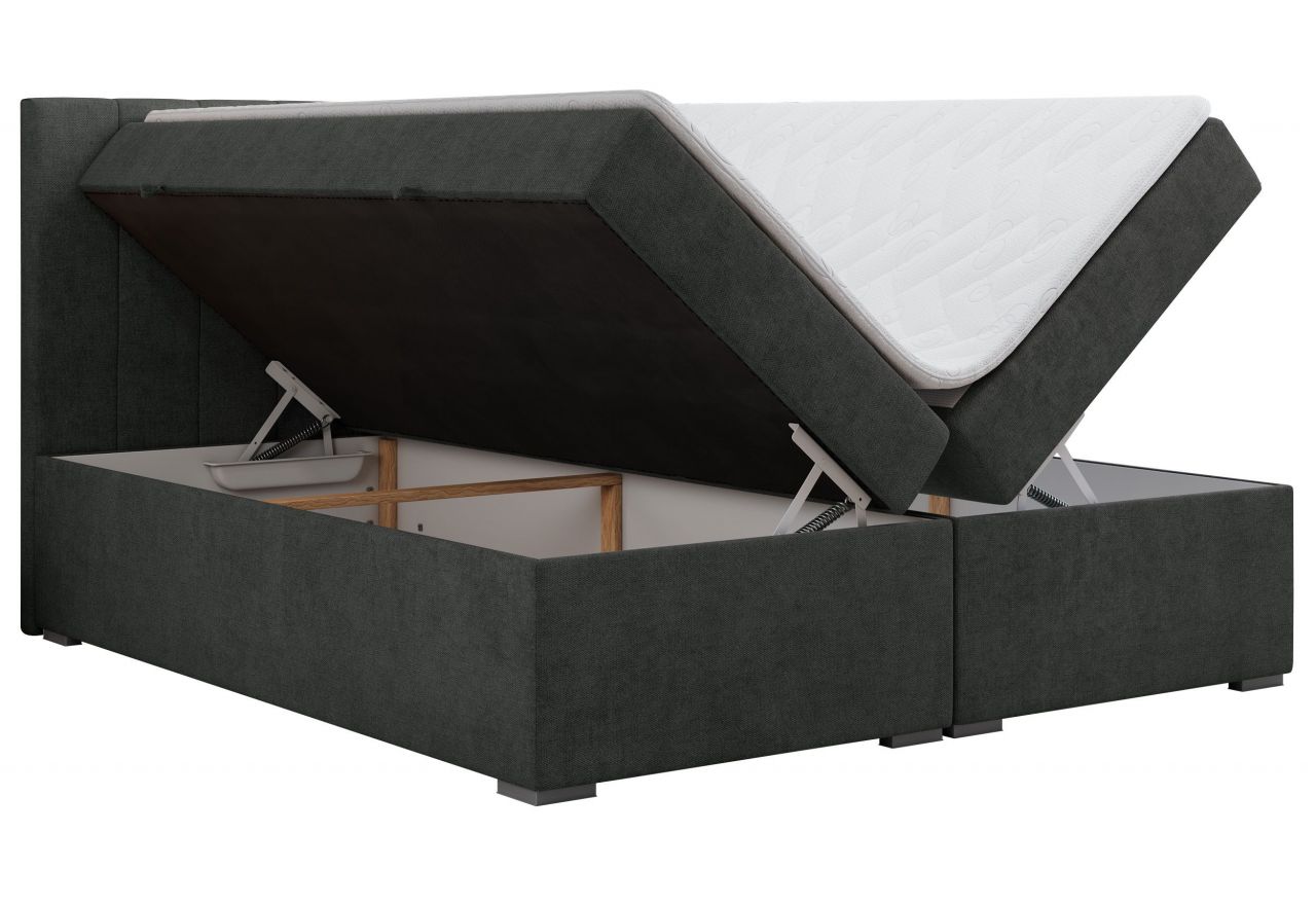 Łóżko kontynentalne LOPE 200x200 - H3 - ciemnoszary, struktura