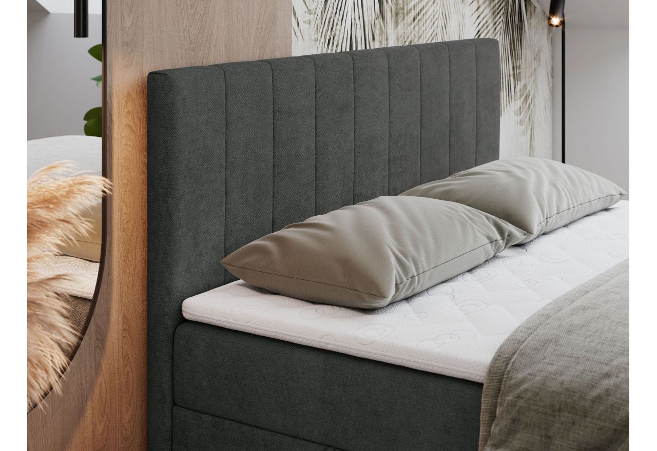 Łóżko kontynentalne LOPE 180x200 - H4 - ciemnoszary, struktura