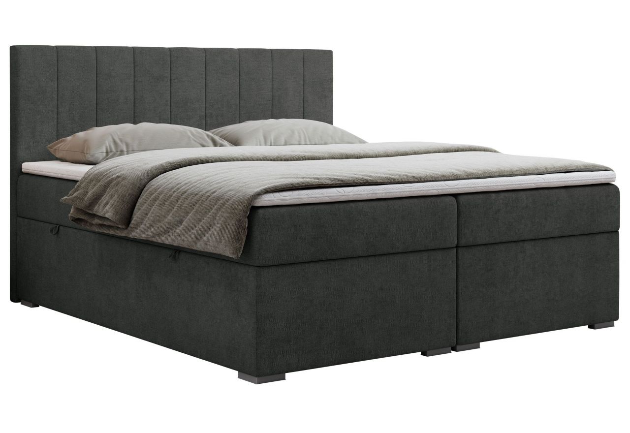 Łóżko kontynentalne LOPE 200x200 - H4 - ciemnoszary, struktura