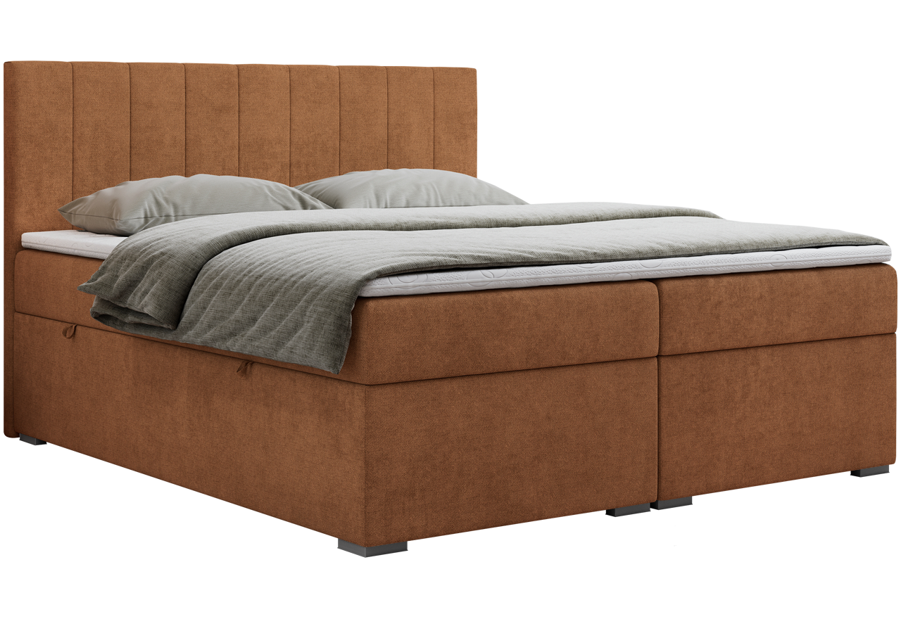 Łóżko kontynentalne LOPE 200x200 - H3 - pomarańczowy, struktura