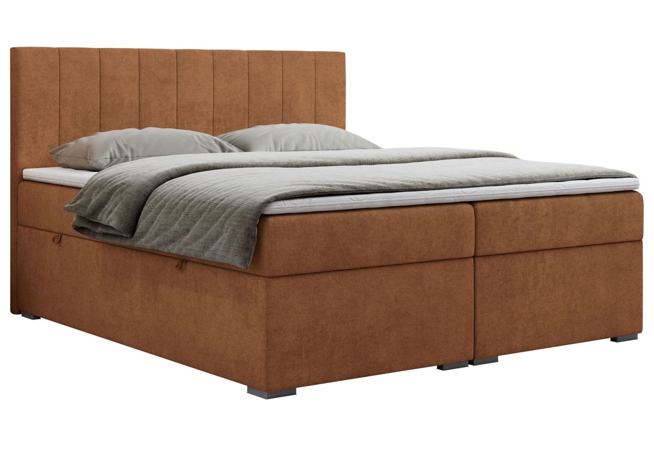 Łóżko kontynentalne LOPE 200x200 - H3 - pomarańczowy, struktura