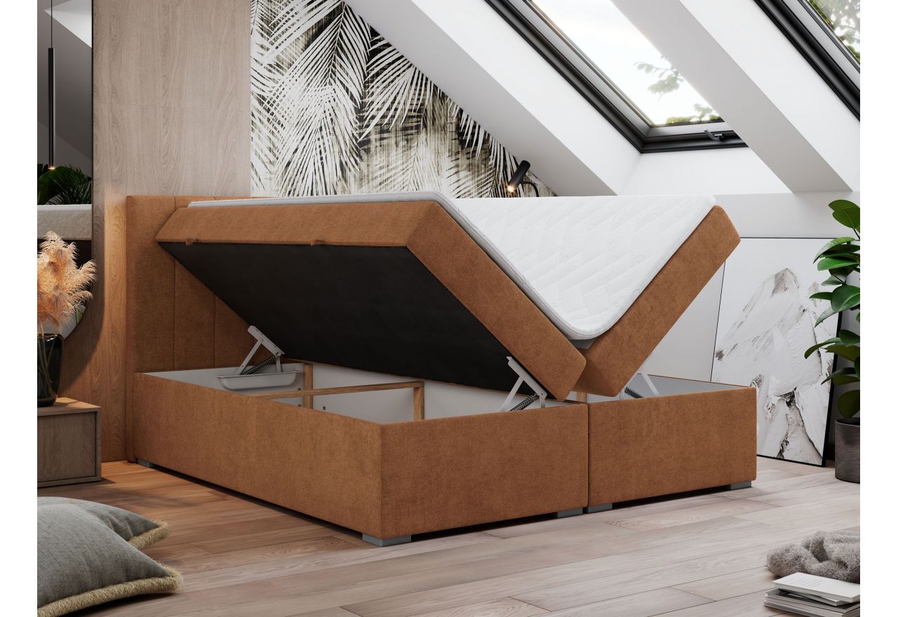 Łóżko kontynentalne LOPE 120x200 - H4 - pomarańczowy, struktura