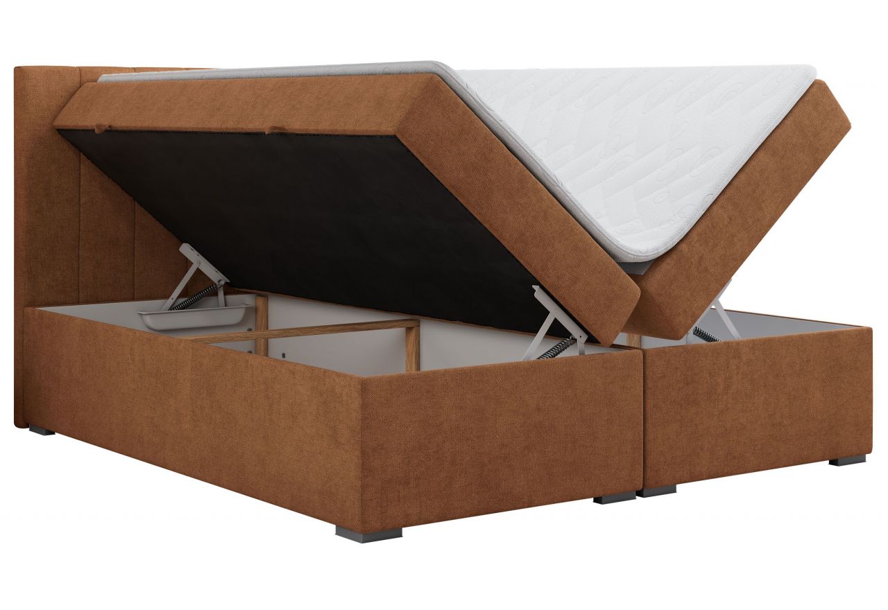 Łóżko kontynentalne LOPE 140x200 - H4 - pomarańczowy, struktura