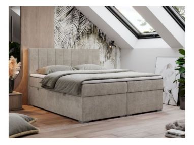 Łóżko kontynentalne LOPE 160x200 - H3 - beżowy, struktura