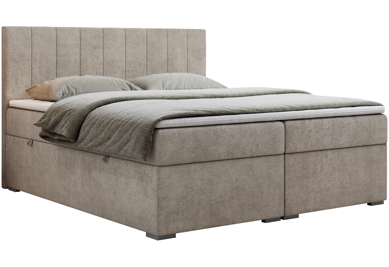 Łóżko kontynentalne LOPE 160x200 - H3 - beżowy, struktura