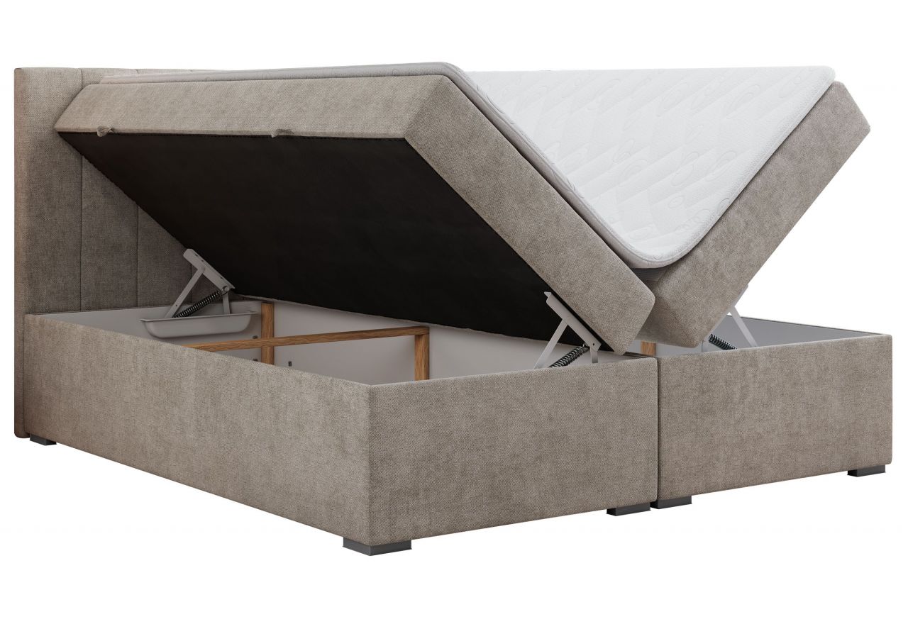 Łóżko kontynentalne LOPE 200x200 - H3 - beżowy, struktura