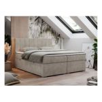 Łóżko kontynentalne LOPE 140x200 - H4 - beżowy, struktura