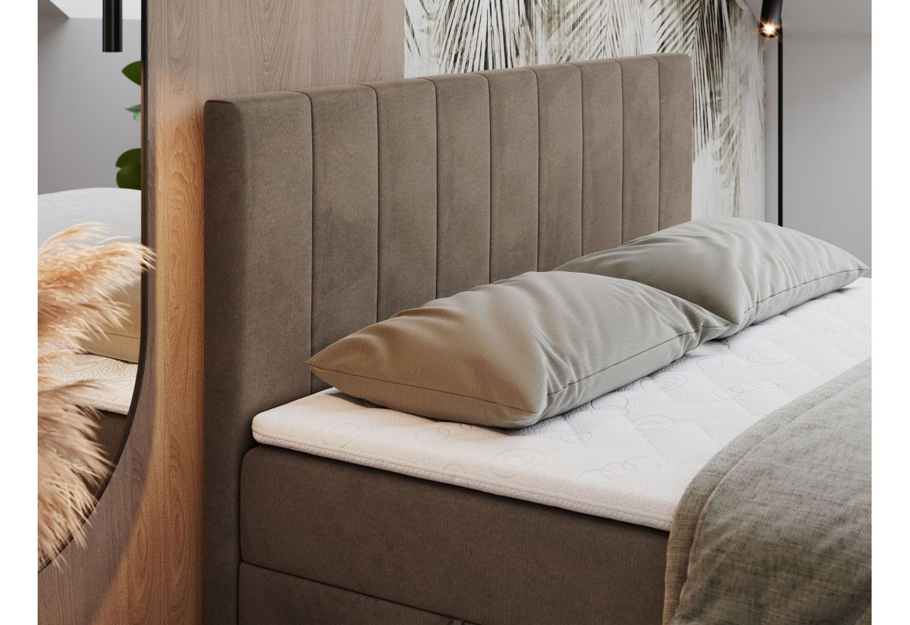 Łóżko kontynentalne LOPE 120x200 - H3 - brązowy, welwet