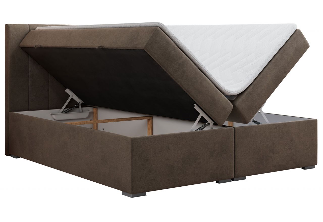 Łóżko kontynentalne LOPE 120x200 - H3 - brązowy, welwet