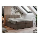 Łóżko kontynentalne LOPE 160x200 - H3 - brązowy, welwet