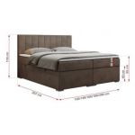 Łóżko kontynentalne LOPE 180x200 - H3 - brązowy, welwet