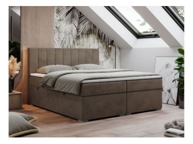 Łóżko kontynentalne LOPE 160x200 - H4 - brązowy, welwet