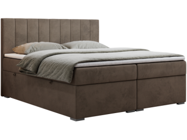 Łóżko kontynentalne LOPE 200x200 - H4 - brązowy, welwet