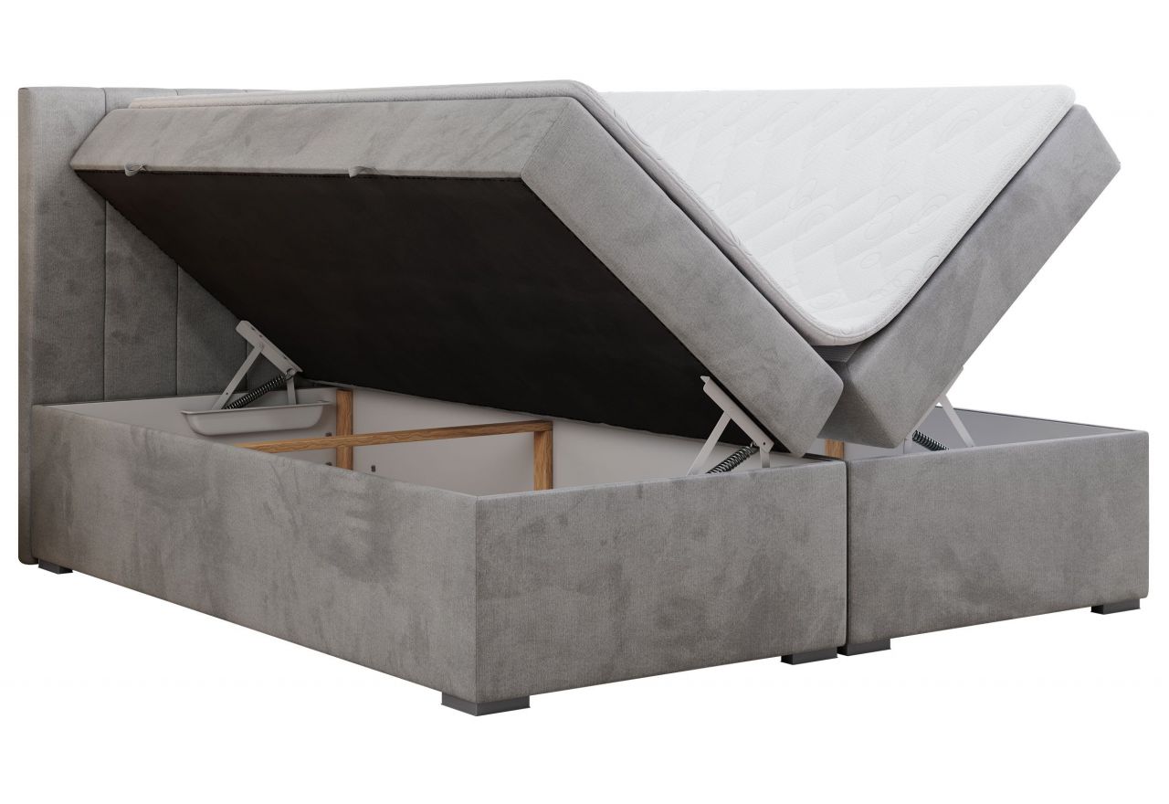 Łóżko kontynentalne LOPE 120x200 - H3 - jasnoszary, welwet