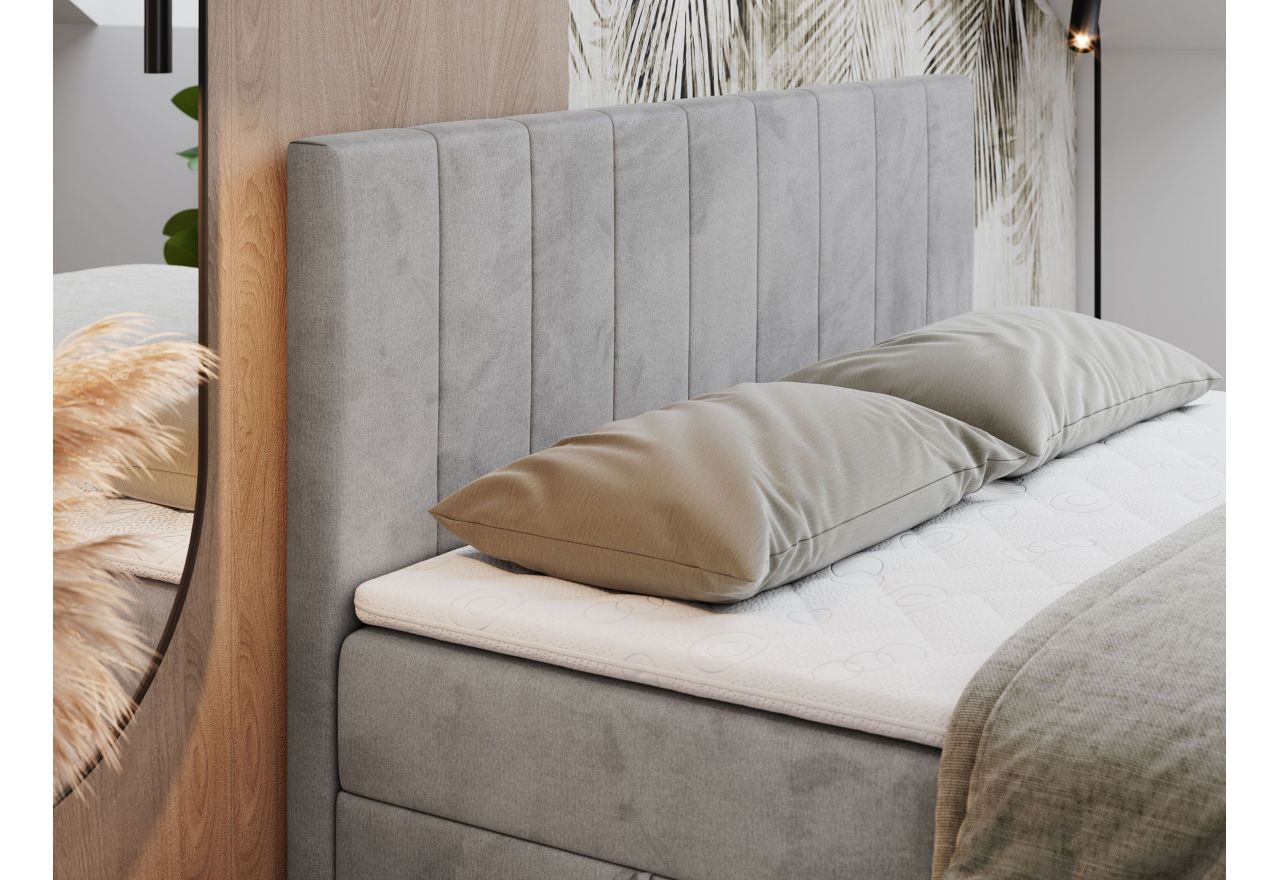 Łóżko kontynentalne LOPE 160x200 - H3 - jasnoszary, welwet