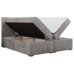 Łóżko kontynentalne LOPE 200x200 - H3 - jasnoszary, welwet