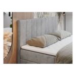 Łóżko kontynentalne LOPE 140x200 - H4 - jasnoszary, welwet