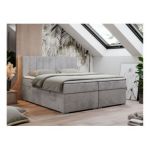 Łóżko kontynentalne LOPE 160x200 - H4 - jasnoszary, welwet