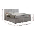 Łóżko kontynentalne LOPE 160x200 - H4 - jasnoszary, welwet