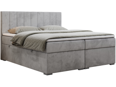 Łóżko kontynentalne LOPE 180x200 - H4 - jasnoszary, welwet