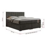 Łóżko kontynentalne LOPE 120x200 - H3 - ciemnoszary, welwet