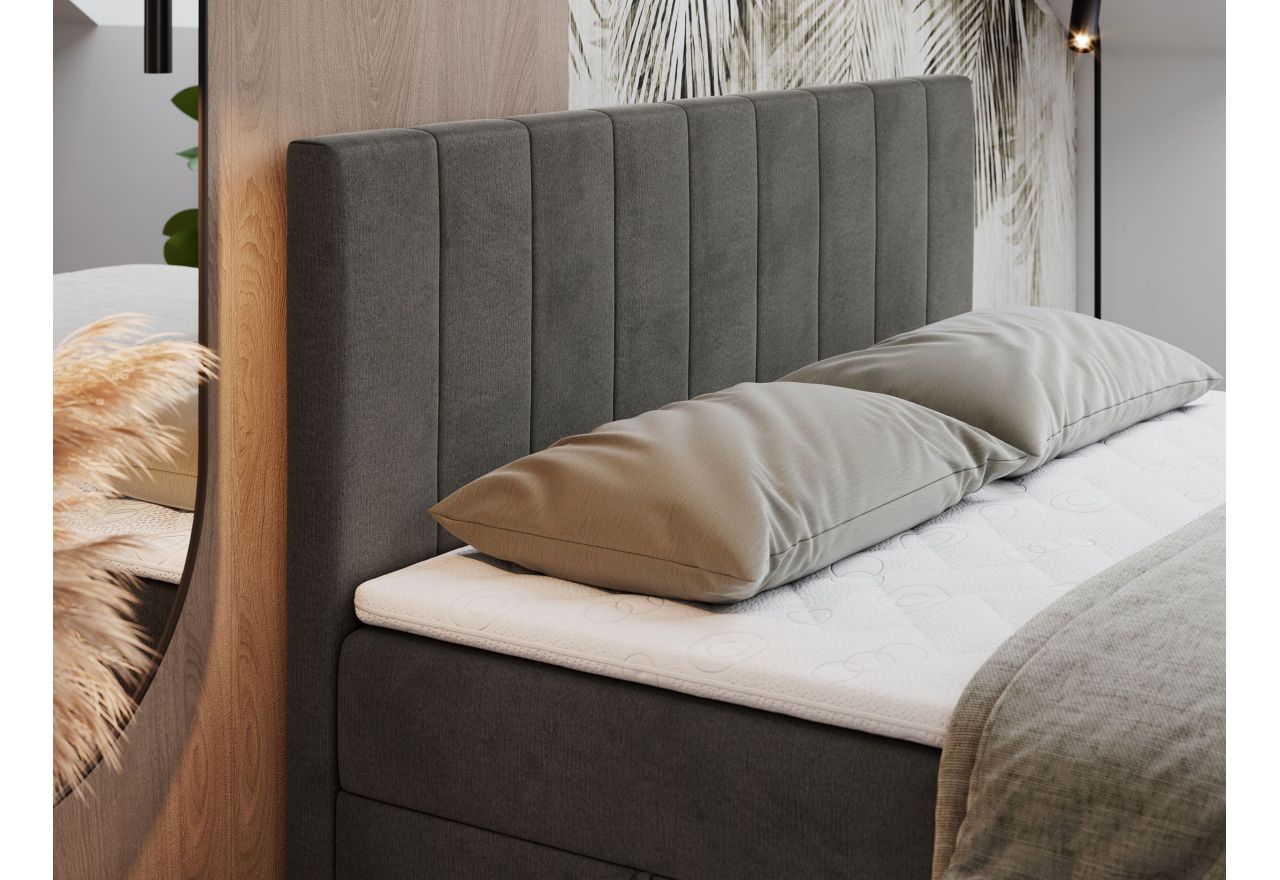 Łóżko kontynentalne LOPE 120x200 - H3 - ciemnoszary, welwet