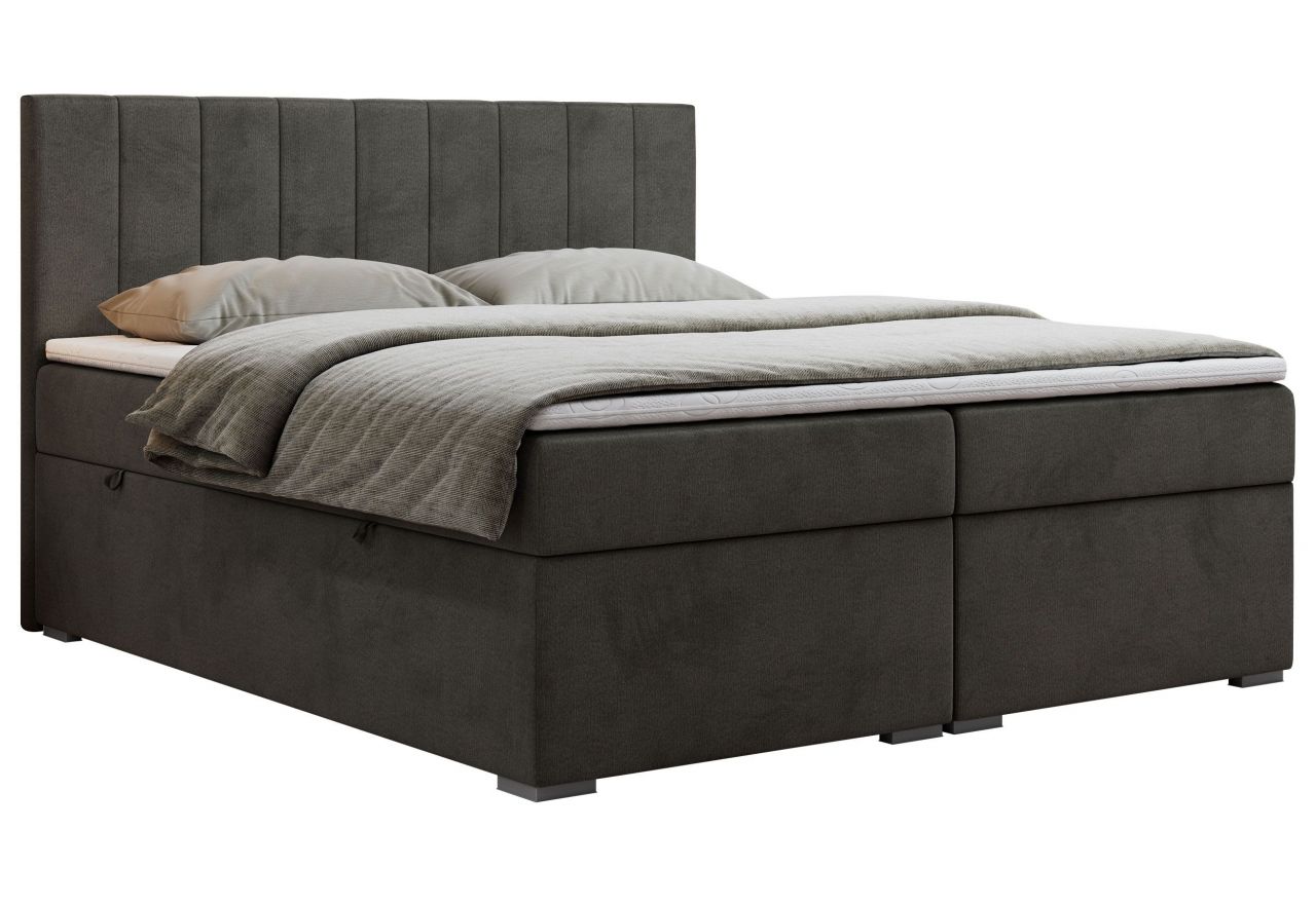 Łóżko kontynentalne LOPE 140x200 - H3 - ciemnoszary, welwet