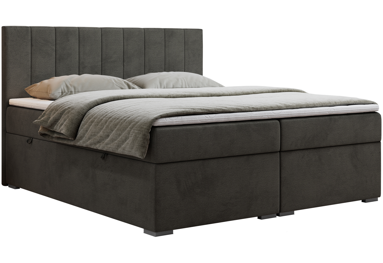 Łóżko kontynentalne LOPE 160x200 - H3 - ciemnoszary, welwet