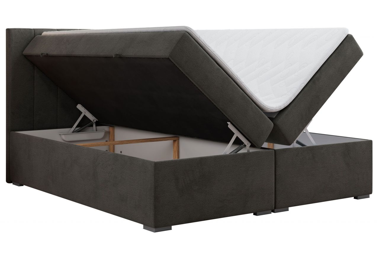 Łóżko kontynentalne LOPE 180x200 - H3 - ciemnoszary, welwet