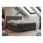 Łóżko kontynentalne LOPE 160x200 - H4 - ciemnoszary, welwet