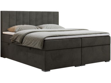 Łóżko kontynentalne LOPE 180x200 - H4 - ciemnoszary, welwet