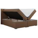 Łóżko kontynentalne LOPE 120x200 - H3 - brązowy, ekoskóra