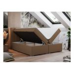 Łóżko kontynentalne LOPE 160x200 - H3 - brązowy, ekoskóra