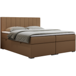 Łóżko kontynentalne LOPE 120x200 - H4 - brązowy, ekoskóra