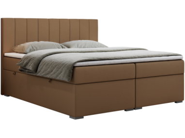 Łóżko kontynentalne LOPE 160x200 - H4 - brązowy, ekoskóra