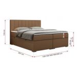Łóżko kontynentalne LOPE 180x200 - H4 - brązowy, ekoskóra